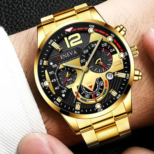 "Luxury Men's Watch - Fashionable Stainless Steel, Quartz Movement, with Calendar Wristwatch"