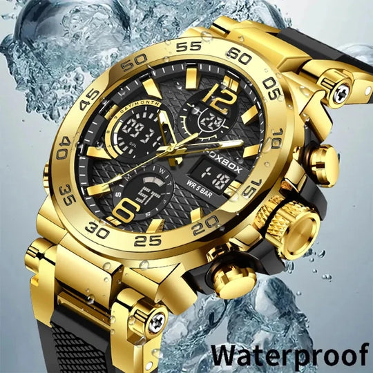 LIGE New Digital Watches For Men FOXBOX Top Luxury Dual Display Watch Men Fashion LED Display Clock Male Chronograph Wristwatch