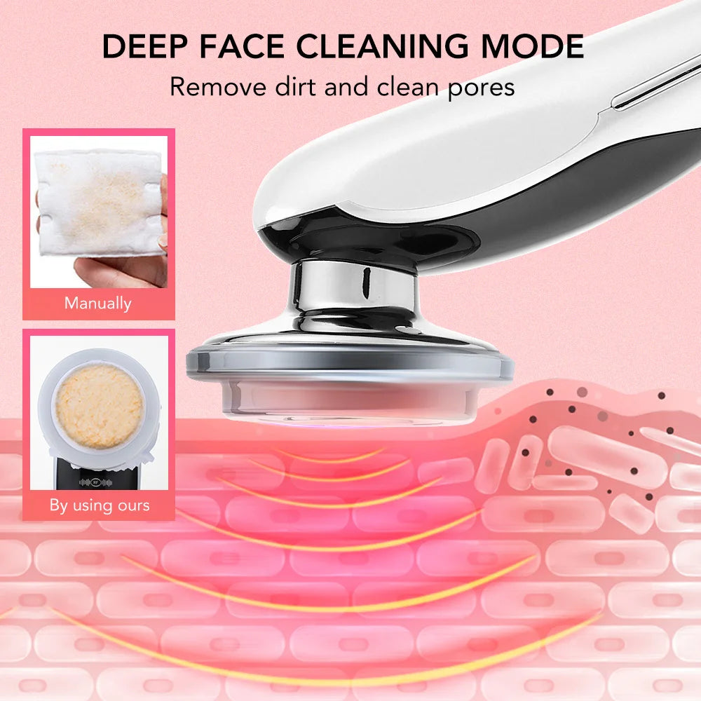 "7-in-1 RF Microcurrent LED Facial Massager: Skin Rejuvenation, Anti-Aging Wrinkle Reduction, and Light Therapy Face Lift Beauty Device"