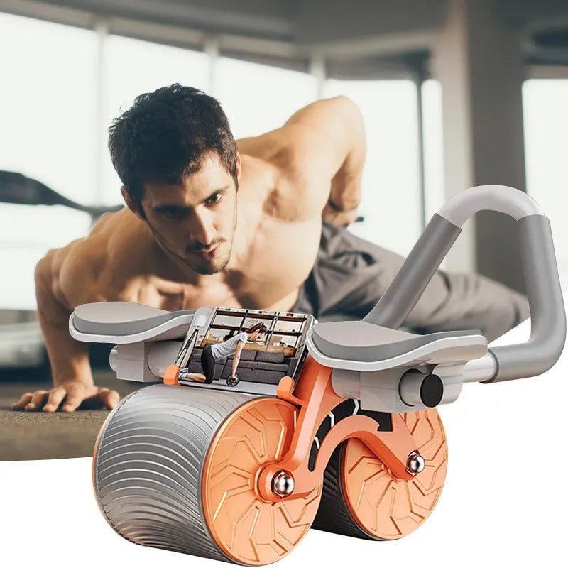 2024 Upgraded Version Of Double-Wheel Abdominal Roller Arm Abdominal Device Automatic Rebound Intelligent Timing Exercise Roller