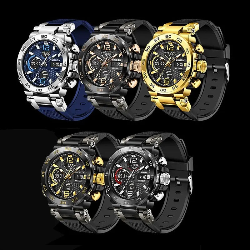 "FOXBOX Men's Business Watch - Fashionable Diver Style, Top Brand Luxury, Waterproof Military Chronograph