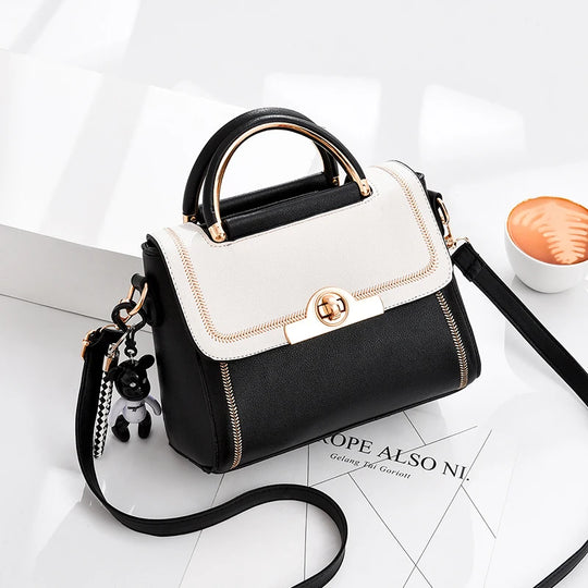 Trendy 2023 Luxury Designer Handbag High Quality White Black Leather Shoulder Bag Bolsas Para Mujeres