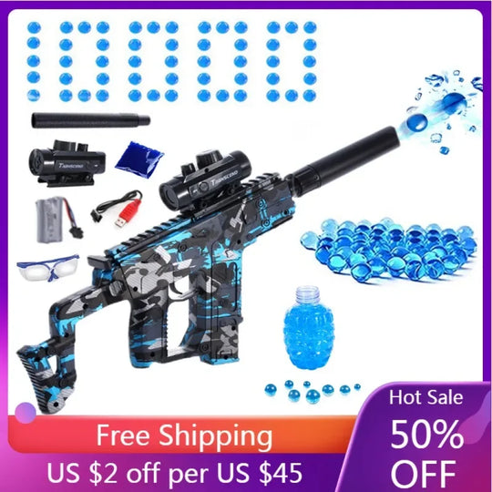 "M416 Electric Gel Ball Blaster with 10,000 Water Beads: Outdoor CS Combat Game Rifle for Children 12+ and Adults"