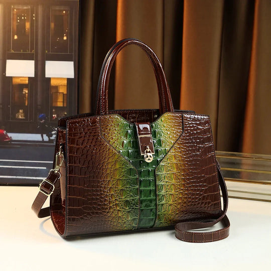 2024 New Fashion Crocodile Pattern Ladies' Patent Leather Handbag, Shoulder Bag and Tote Bag, Suitable for Office and Daily Use