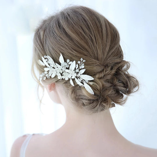 Trendy Tiara Wedding Hair Comb Flower Bridal Hairpins Pearl Rhinestone Head Jewelry Lady Wedding Hair Accessories Marrige bijoux