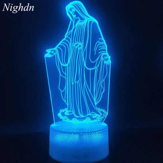 3D Jesus Illusion Night Light, 7-Color Changing LED Table Lamp with Remote Control, Christian Decorative Prayer Lamp