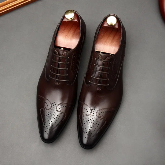 Handcrafted Men's Dress Shoes, Luxury Genuine Leather, New British Style Brogues, Business Footwear for Men