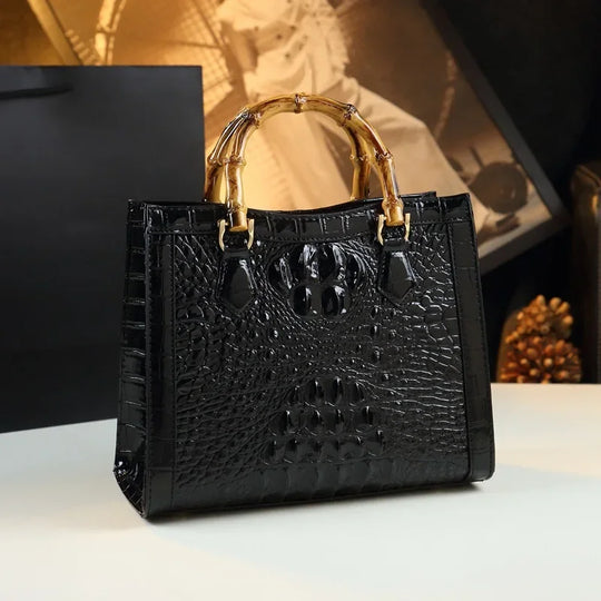 Women Handbags Vegan Genuine Leather  Briefcase with Small and Square Bags Crocodile Pattern Crossbody Bag for women