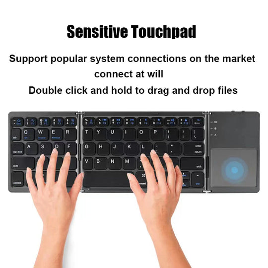 "Bluetooth Foldable Keyboard with Touchpad: Multi-Function Mini Keyboard for Windows, Android, iOS Phones"