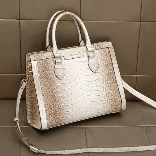 Women's Bag 2024 New High end High Capacity Handheld Shoulder Bag Light Luxury Crossbody Tote Bag Light Luxury Crocodile Pattern