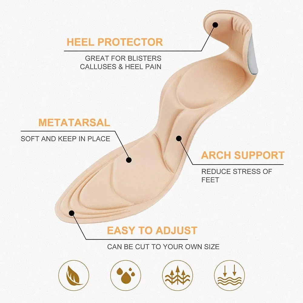 7 In 1 Soft Memory Foam Insoles High-heel Shoes Insoles Anti-slip Cutable Insole Comfort Breathable Foot Care Massage Shoe Pads