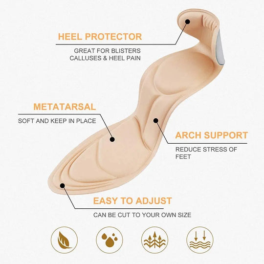 7 In 1 Soft Memory Foam Insoles High-heel Shoes Insoles Anti-slip Cutable Insole Comfort Breathable Foot Care Massage Shoe Pads