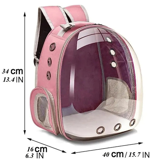 Transparent Bubble Cat Backpack: Breathable Pet Carrier for Small Animals, Puppies, Kitties, and Birds - Ideal for Travel