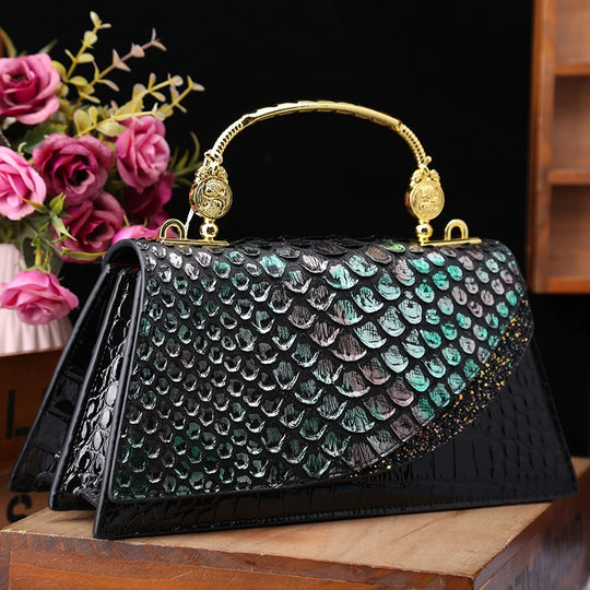 Fashion Brand Genuine Leather Women's Handbags 2024 New Crocodile Pattern Shoulder Crossbody Bag Lady Party Messenger Shell Bags