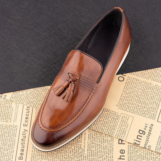 Men's Slip on British Style Leather Loafers Casual Dress Shoes for Men