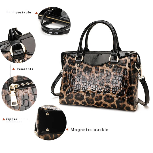 Aidrani Genuine leather women's bag, leopard print handbag, large-capacity scalp layer, cowhide one-shoulder crossbody briefcase Luxury Hand Bag