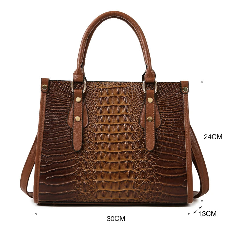 Women Crocodile Pattern Handbag Luxury Shoulder Bags Designer Alligator Leather Crossbody Bag Female Large Handbags for Ladies