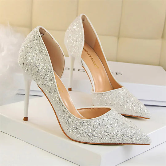 Women High Heels  Gold Silver Black And Red Pumps Lady Stiletto Shoes