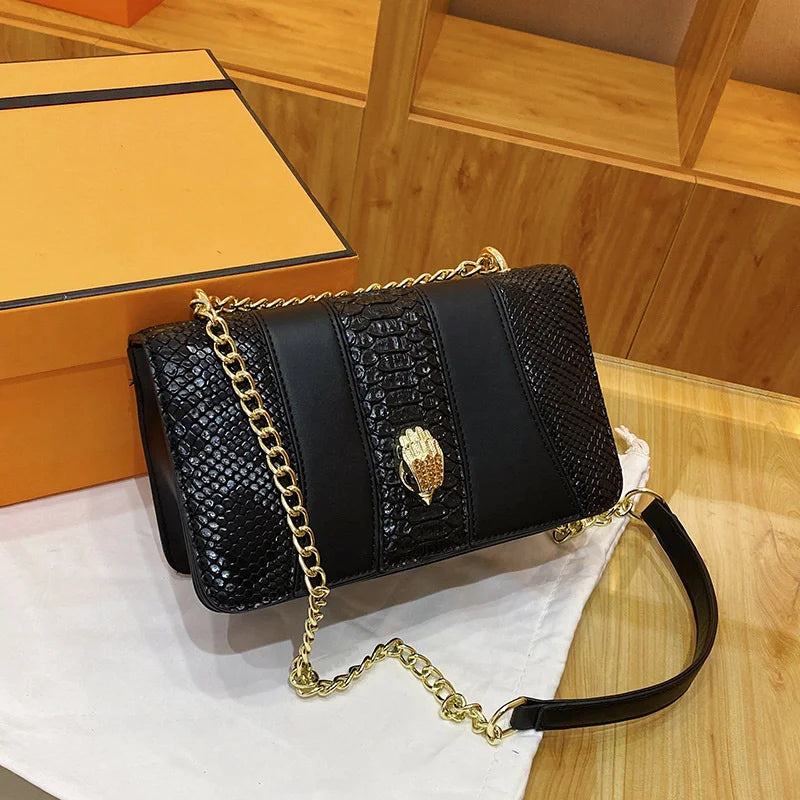 2024 New Women Eagle Head Snake Pattern Chain Female Designer Luxury Bag Leather Messenger Bag Advanced Banquet Shoulder Bag