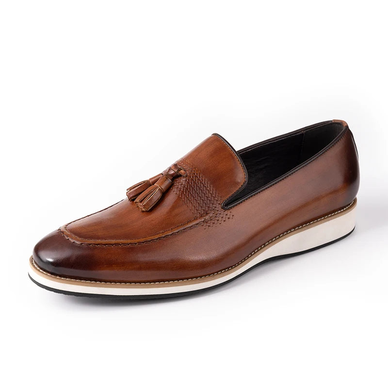 Men's Slip on British Style Leather Loafers Casual Dress Shoes for Men