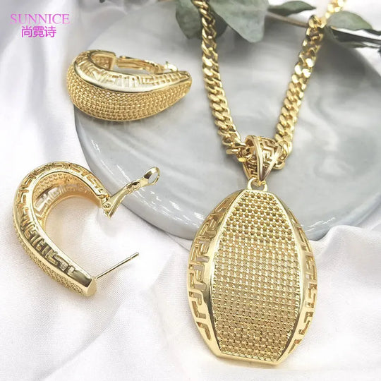 Luxury 18k Gold Plated Jewelry Set for Women,  Italian Jewelry Sets,  Necklace and Earrings