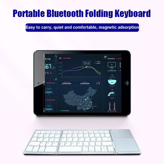 "Bluetooth Foldable Keyboard with Touchpad: Multi-Function Mini Keyboard for Windows, Android, iOS Phones"