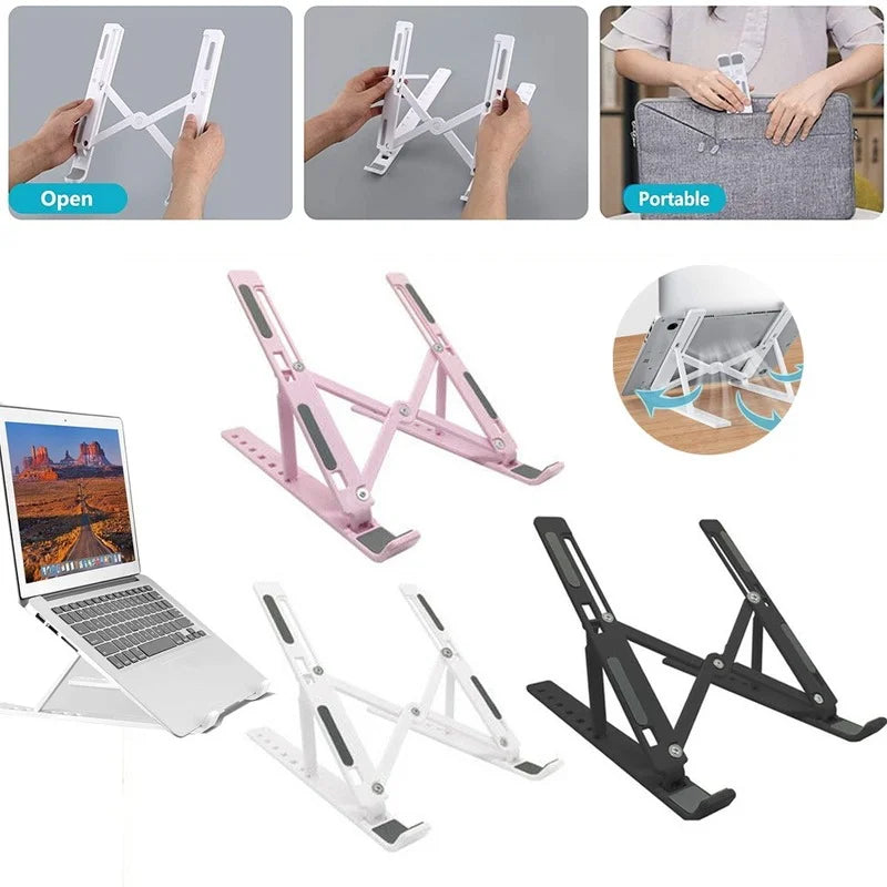 Portable Adjustable Laptop Stand Support Base Suitable for Computer Laptop Stand Cooling Pad Riser Desk  Folding Computer Desk