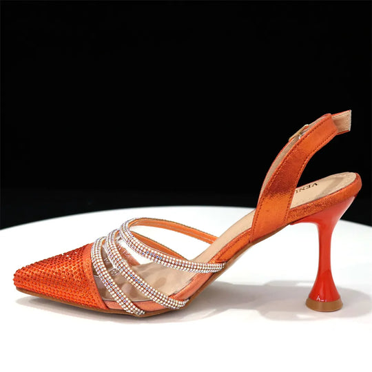 Venus Chan 2024  Styled Orange Color Elegant High Heels Popular Design  Ladies Shoes And Bag Set