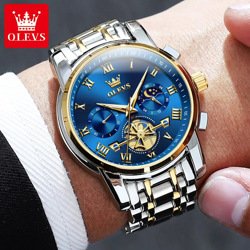 OLEVS Top Brand Men's Watches Classic Roman Scale Dial Luxury Wrist Watch for Man Original Quartz Waterproof Luminous Male reloj