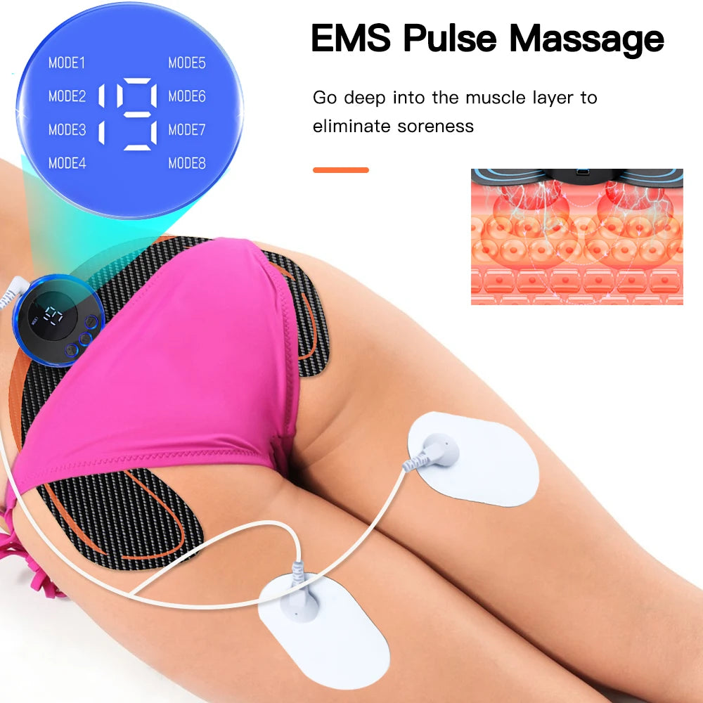 Electric EMS Body Shaper: Hips Trainer and Butt Muscle Stimulator with Massage Function - Fitness Toner for Lifting, Slimming Legs and Arms