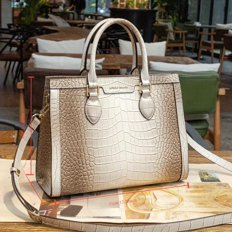 Women's Bag 2024 New High end High Capacity Handheld Shoulder Bag Light Luxury Crossbody Tote Bag Light Luxury Crocodile Pattern