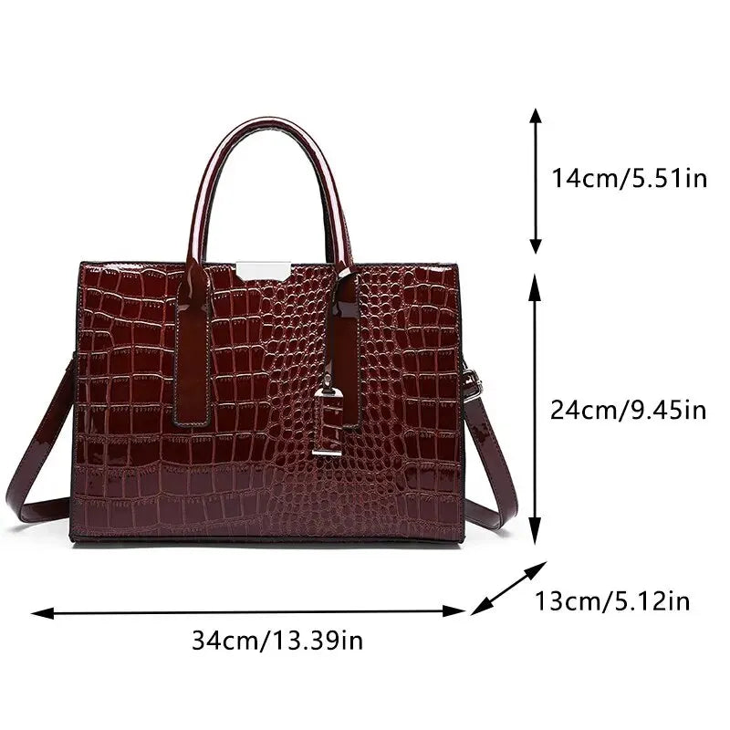 Crocodile Pattern Luxury Tote Handbags: Versatile Women's Purses with Adjustable Straps - Spacious Top Handle & Crossbody Bag