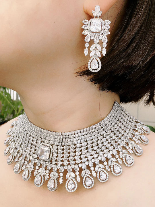 4pcs Bridal Zirconia Full Jewelry Sets For Women Party, Luxury Dubai Crystal Wedding Jewelry Sets