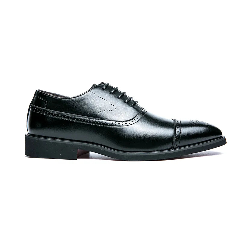 Men's Oxfords with Red Sole, Fashionable Business Casual, Lace-Up Brogue Dress Shoes