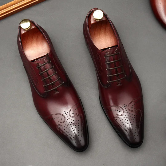 Handcrafted Men's Dress Shoes, Luxury Genuine Leather, New British Style Brogues, Business Footwear for Men