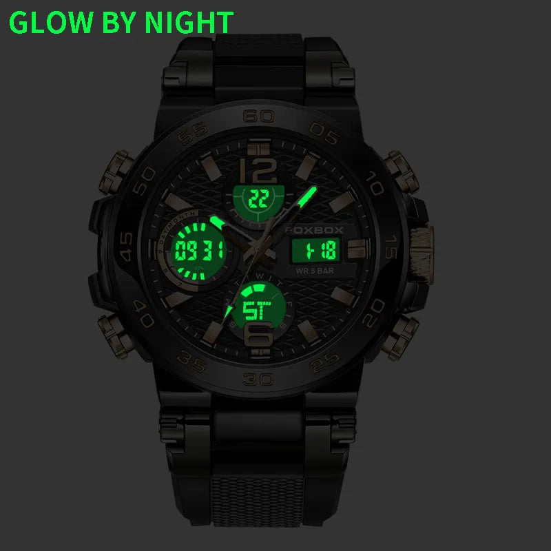 "LIGE 2024 Luxury Men's Wristwatch - LCD Display, Luminous Sport Design, Waterproof Military Quartz Clock"