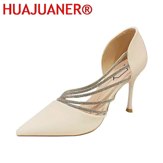 New 2024 Spring Luxury Women Rhineston Stiletto High Heels Pumps Scarpins Designer Lady Black Heels