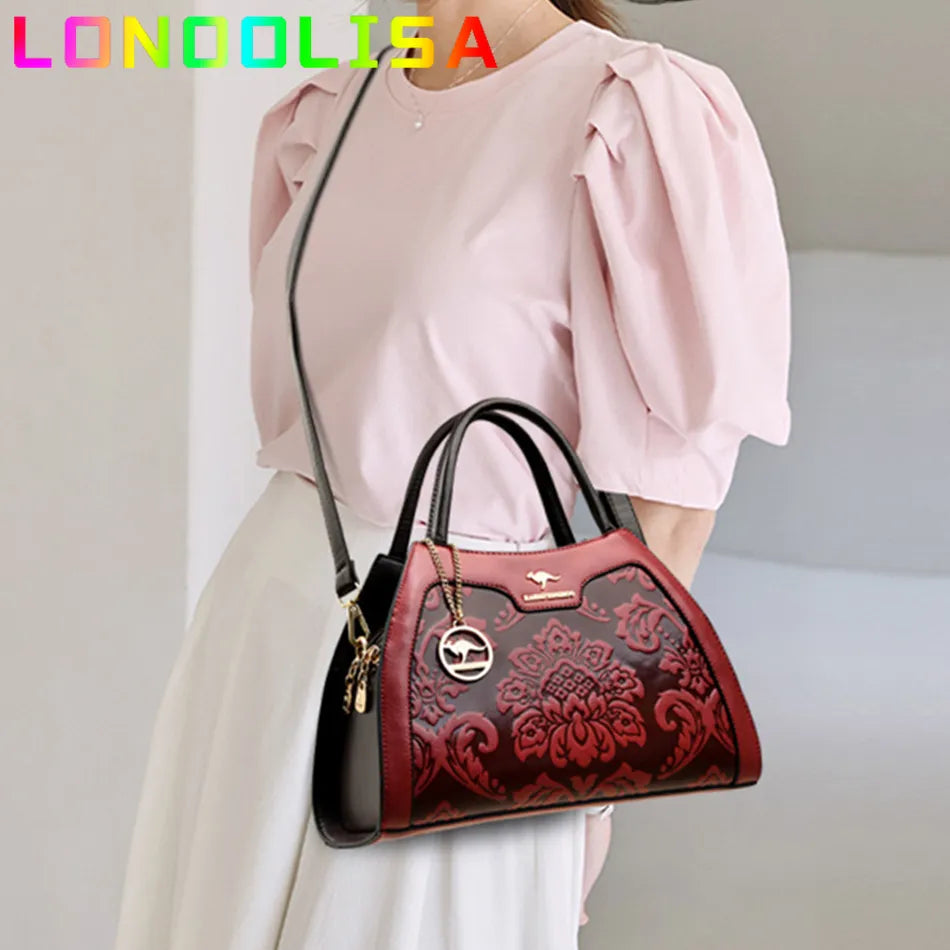 LONOOLISA Casual Tote Luxury Leather Handbag Purse 2023 Designer Shoulder Crossbody Bag