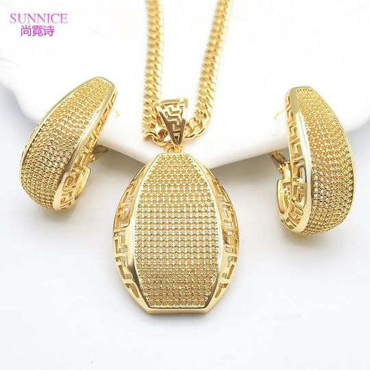 Luxury 18k Gold Plated Jewelry Set for Women,  Italian Jewelry Sets,  Necklace and Earrings