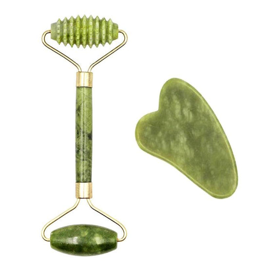 Guasha Natural Stone Massage Face Jade Roller Gua Sha Massage Tool Set .