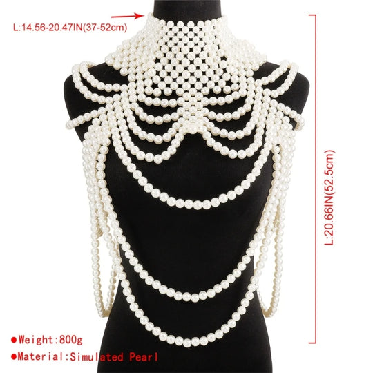 Delicate Pearl Necklace for Woman Layered Shawl Necklace Sexy Body Chain Woman Hot Girls Summer Swimsuit Party Decors