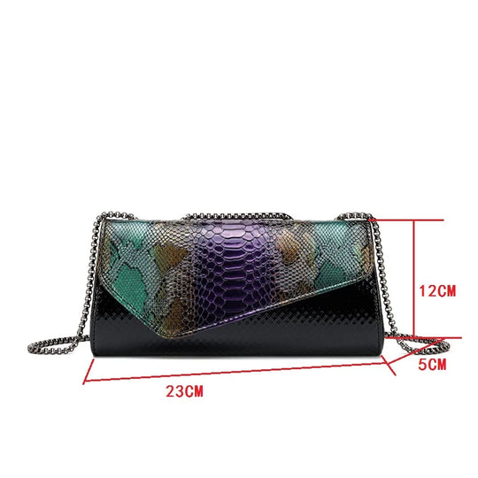 Handbags Women's Bag Korean New 2024 Chain Crossbody One Shoulder Small Square Bag Fashion Colorful Crocodile Small Backpack