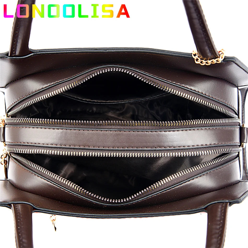 LONOOLISA Casual Tote Luxury Leather Handbag Purse 2023 Designer Shoulder Crossbody Bag