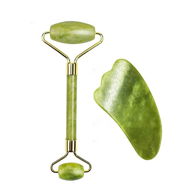 Guasha Natural Stone Massage Face Jade Roller Gua Sha Massage Tool Set .