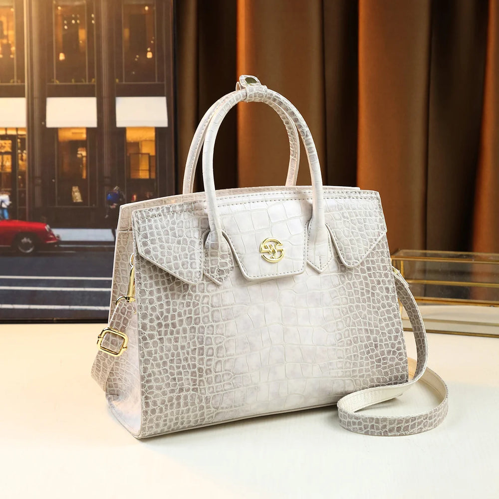 Light Luxury Women's Bag 2024 New Handbag Women's Large Capacity Crocodile Pattern Platinum Bag Middle aged Women's Bag