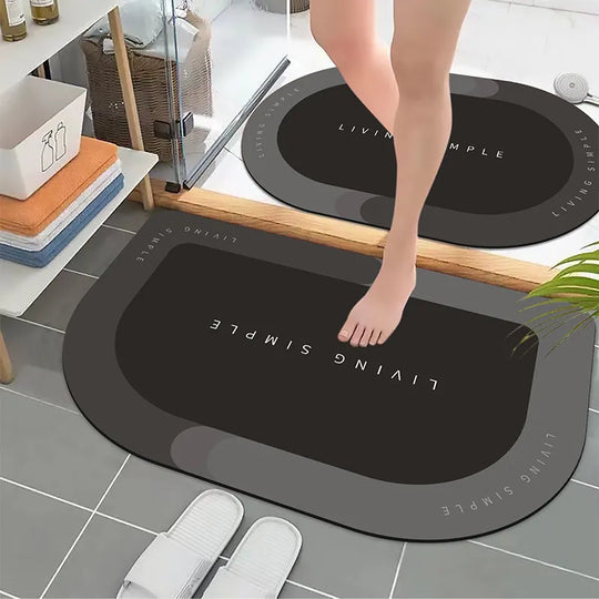 "Quick-Dry Super Absorbent Bath Mat: Anti-Slip Bathroom Rug, Simple Entryway Carpet, Bathtub and Toilet Side Mat - Home Decor"