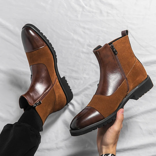 Men's Comfortable Casual Dress Boots, High-Quality Leather, New Fashionable Formal Non-Slip Dress Boots