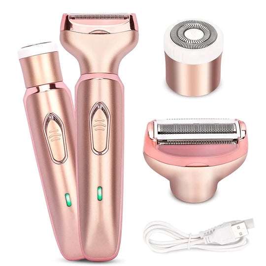 Professional 2 in 1 Women Epilator Electric Razor Hair Removal Painless Face Shaver Bikini Pubic Hair Trimmer Home Use Machine