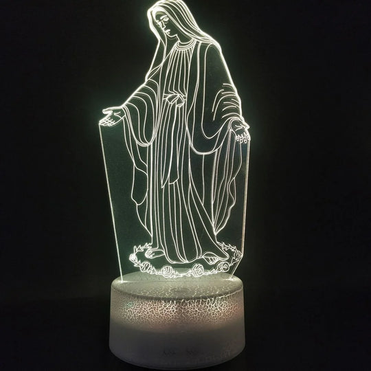 3D Jesus Illusion Night Light, 7-Color Changing LED Table Lamp with Remote Control, Christian Decorative Prayer Lamp