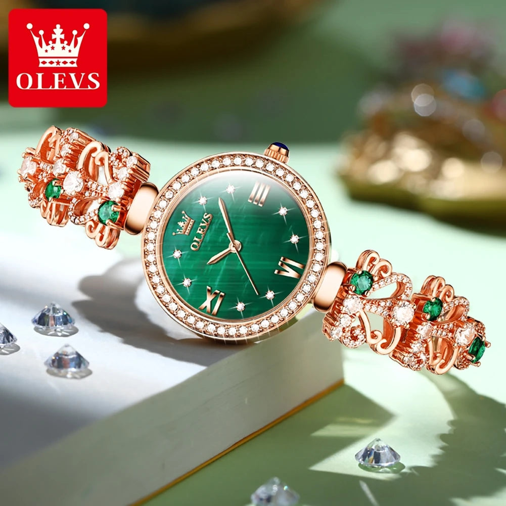 "OLEVS 9958 Women's Retro Elegant Watch - Waterproof Luxury, Original Quartz, Classical Diamond Design, Fashion Timepiece"